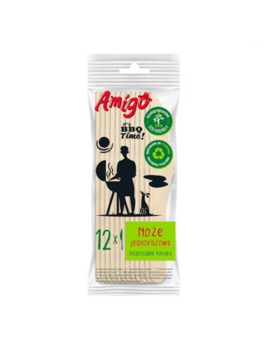 Noże jednorazowe drewniane 12 sztuk Amigo