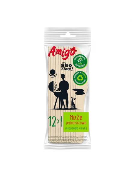 Noże jednorazowe drewniane 12 sztuk Amigo