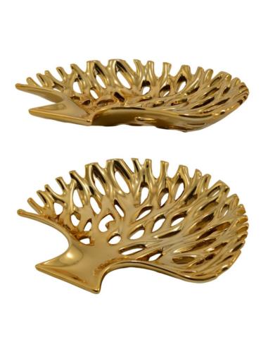 Patera ozdobna ceramiczna drzewo złota 24x24,5x4cm