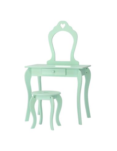 Toaletka z lustrem + taboret mięta 3549