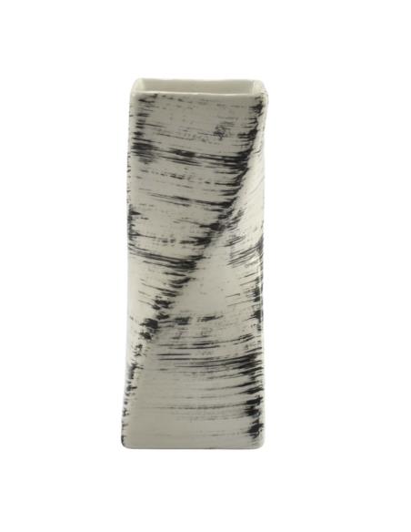 Wazon ceramiczny skrętny biało-czarny 18,5x7cm W16