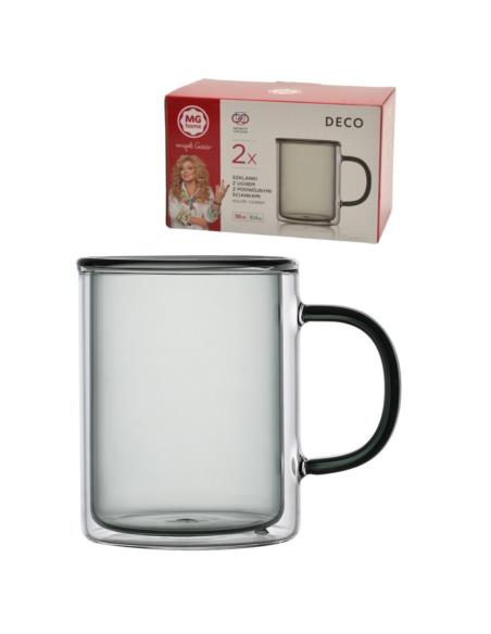 Kubki termiczne Deco czarny 2 sztuki 300ml podwójne ścianki