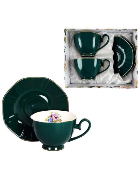 Filiżanki ze spodkami 2 sztuki 250ml Royal Green