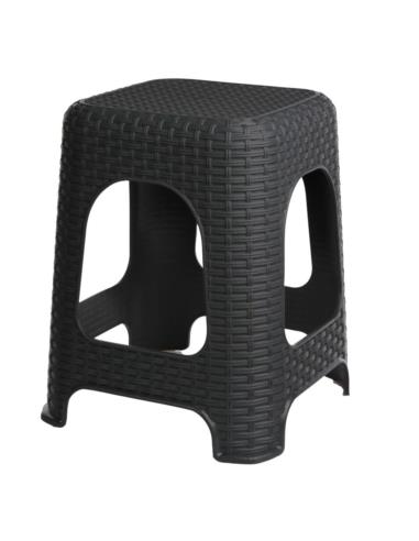 Taboret plastikowy 45cm Ratan antracyt