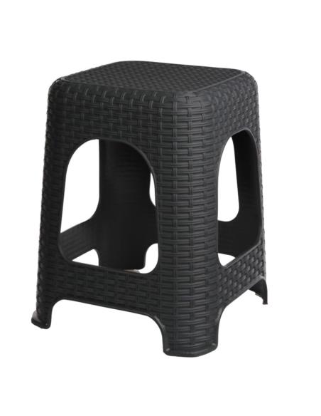 Taboret plastikowy 45cm Ratan antracyt