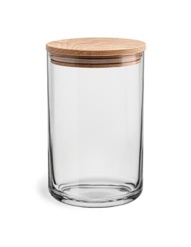 Pojemnik szklany Stor z drewnianym deklem h:15cm 35543