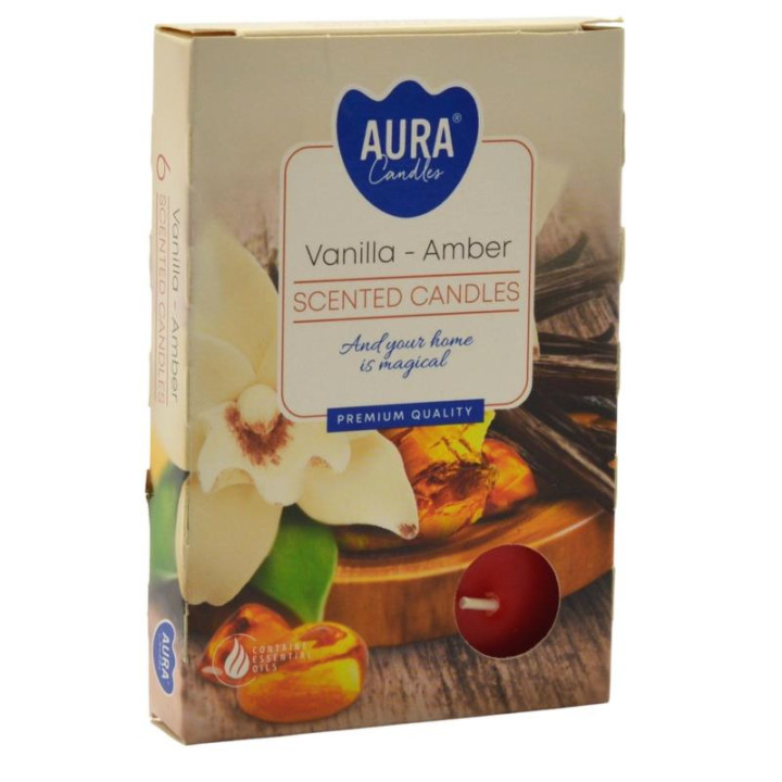 Świeca Tealight Vanilia Bursztyn 6 sztuk