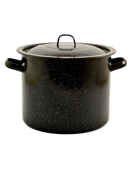 Garnek emalia 32cm 20L z pokrywką czarny wysoki