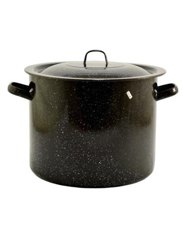 Garnek emalia czarny wysoki 36cm 31,5L z pokrywką