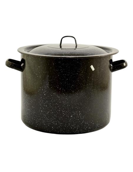 Garnek emalia czarny wysoki 36cm 31,5L z pokrywką