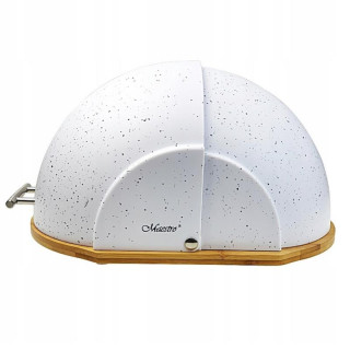 Chlebak z drewnianą podstawą MR-1678G biały