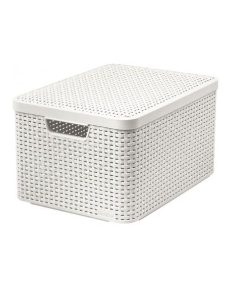 Pojemnik Rattan Style M z pokrywą biały 205848
