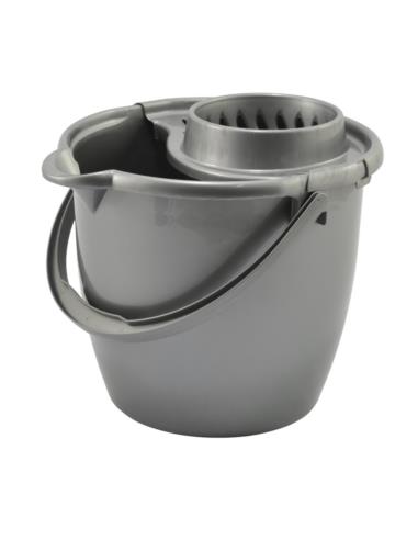 Wiadro 12L plastikowe z wyciskaczem 190/2100 srebrne