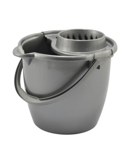 Wiadro 12L plastikowe z wyciskaczem 190/2100 srebrne