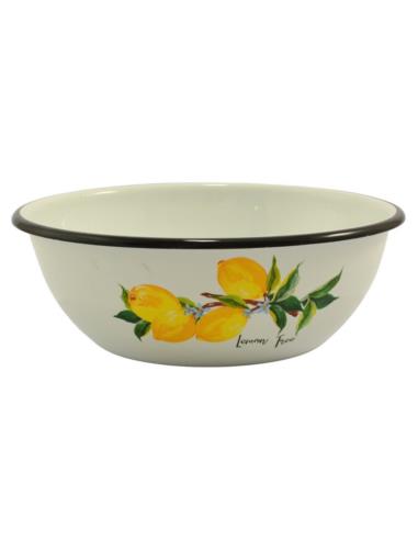Miska emalia 29cm 4L Cytryna biała