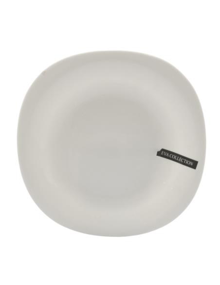 Talerz Eva deserowy 22cm biały szkło hartowane