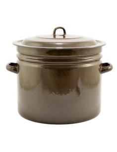 Garnek emalia 40cm 40L z pokrywką brązowy wysoki