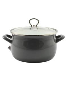 Garnek emalia 22cm 5,5L z pokrywką Helena szary