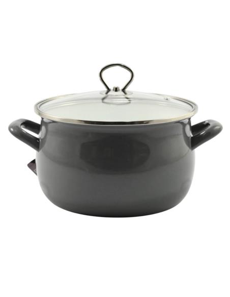 Garnek emalia 22cm 5,5L z pokrywką Helena szary