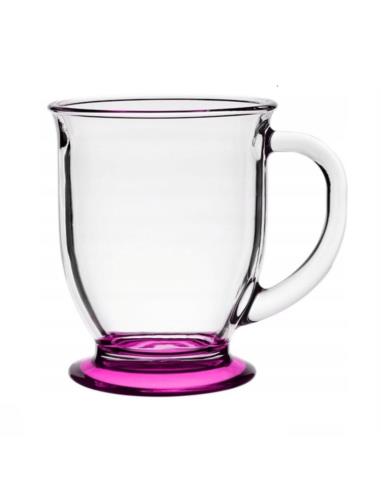 Kubek szklany 400ml Kubas kolorowe dno mix