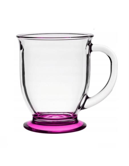 Kubek szklany 400ml Kubas kolorowe dno mix