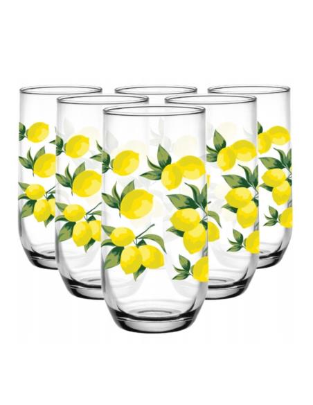 Szklanki 400ml 6szt wysokie Cytryny