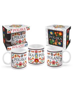 Kubek 300ml Folk Kwiaty biały