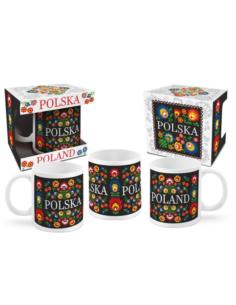 Kubek 300ml Folk Kwiaty czarny
