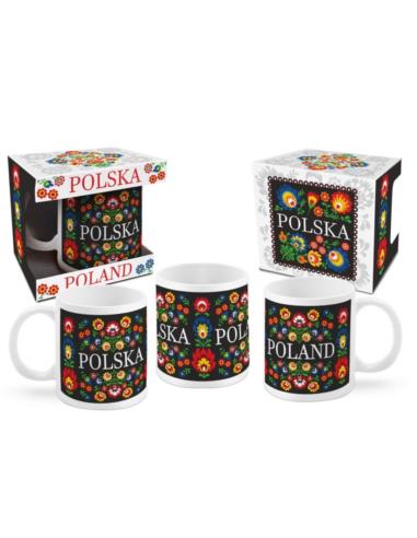 Kubek 300ml Folk Kwiaty czarny