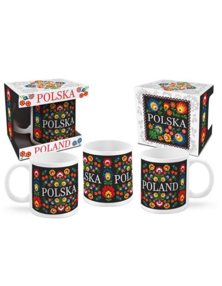 Kubek 300ml Folk Kwiaty czarny