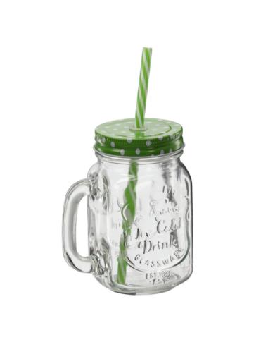 Kubek słoik szklany ze słomką 400ml mix