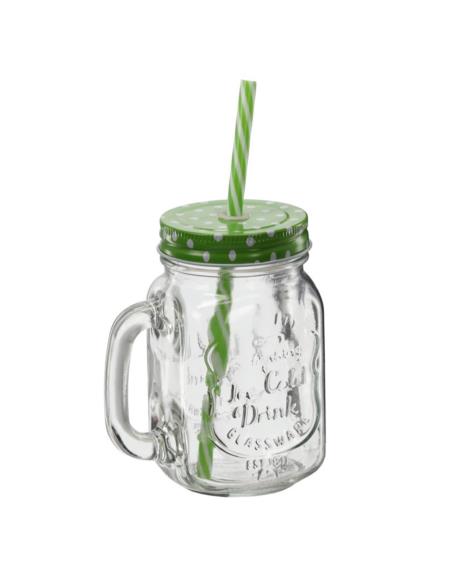 Kubek słoik szklany ze słomką 400ml mix