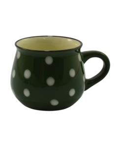 Kubek ceramiczny 230ml zielony/kropki KK113