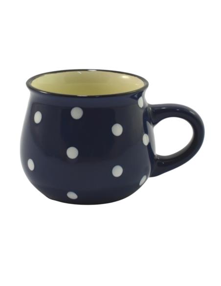 Kubek ceramiczny 230ml granat/kropki KK125
