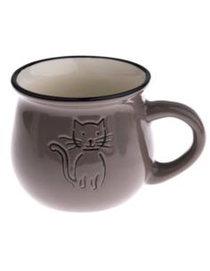 Kubek ceramiczny 360ml taupe/kotek KK5053