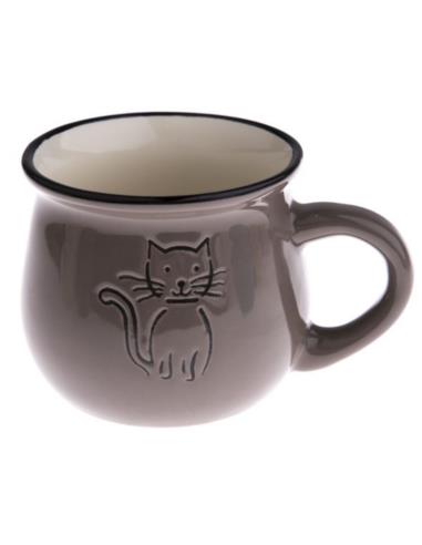 Kubek ceramiczny 360ml taupe/kotek KK5053