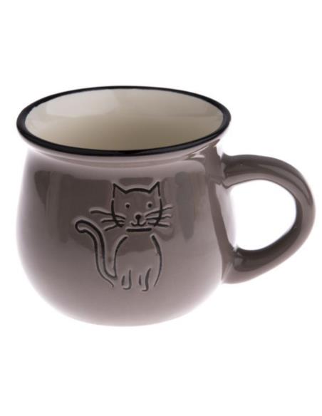 Kubek ceramiczny 360ml taupe/kotek KK5053