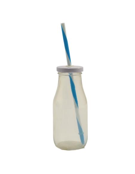 Butelka szklana 250ml ze słomką GF695