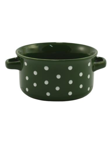 Bulionówka ceramiczna 560ml zielona/kropki