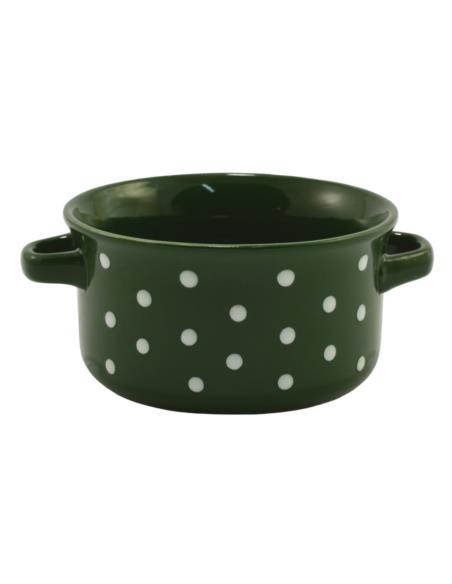 Bulionówka ceramiczna 560ml zielona/kropki