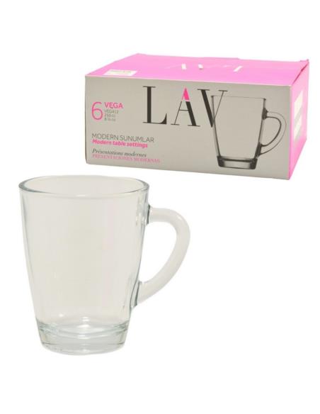 Kubki 6 sztuk 250ml Vega bezbarwne VEG412