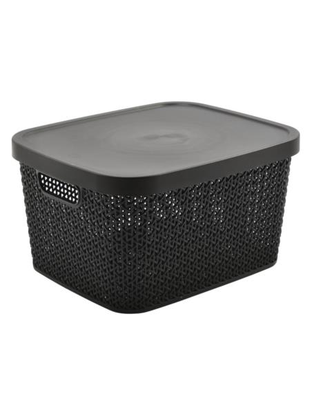 Koszyk plastikowy M 5,5L ażurowy + pokrywka A5 czarny 0170