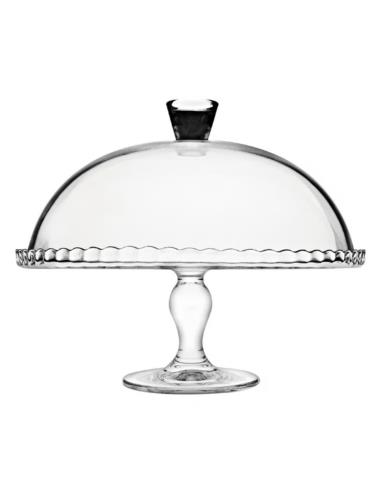 Patera Patisserie 32cm na nodze + klosz Pasabahce