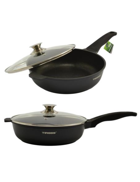 Patelnia 28cm marmur z pokrywką TS-1238