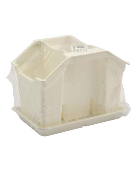 Ociekacz na sztućce plastikowy 3 komory biały