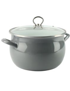 Garnek emalia 24cm 6,5L z pokrywką Helena szary