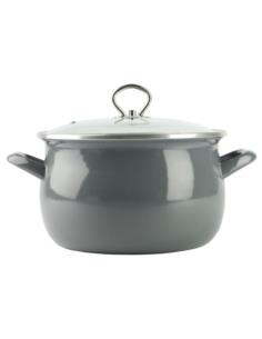 Garnek emalia 22cm 5,5L z pokrywką Helena szary