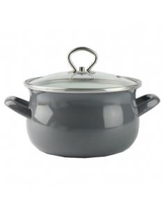Garnek emalia 18cm 3L z pokrywką Helena szary