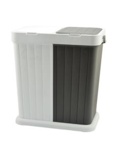 Kosz na bieliznę 2x40L Twins biało-szary