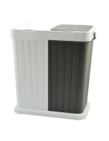 Kosz na bieliznę 2x40L Twins biało-szary